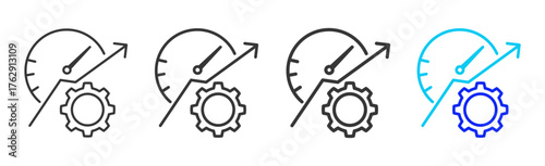 System Acceleration icon pack in creative outline vector style for technology life cycle design business strategy digital process and modern development