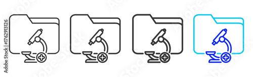Research Archive icon pack in creative outline vector style for technology life cycle design business strategy digital process and modern development