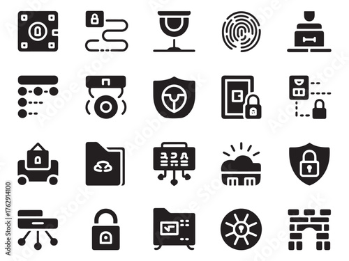 Modern digital security icons for web and app design data protection and privacy symbols collection