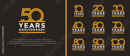 anniversary vector logo set, orange and white color can be use for celebration