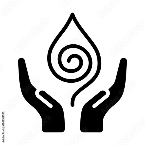 Chakra Balancing Icon - Solid Black