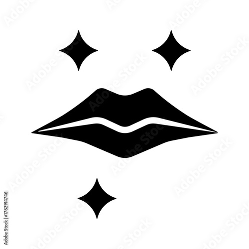 Lip Care Icon - Solid Black