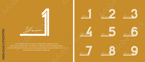 anniversary vector logo set, white color with handwriting can be use for celebration