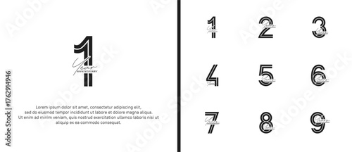 anniversary vector logo set, black color with handwriting can be use for celebration