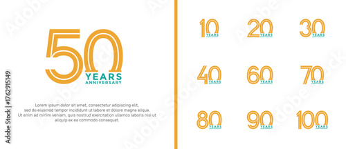 anniversary vector logo set, yellow and green color can be use for celebration