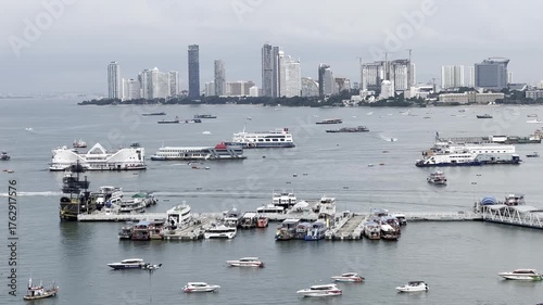 Pattaya City Pier, Thailand, Pattaya Sea, Bali Hai Pier 4K.