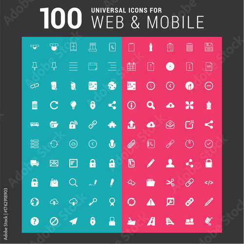 100 universal icon set for web and mobile