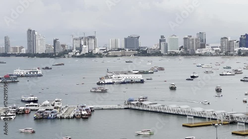 Pattaya City Pier, Thailand, Pattaya Sea, Bali Hai Pier 4K.