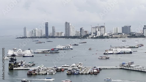 Pattaya City Pier, Thailand, Pattaya Sea, Bali Hai Pier 4K.