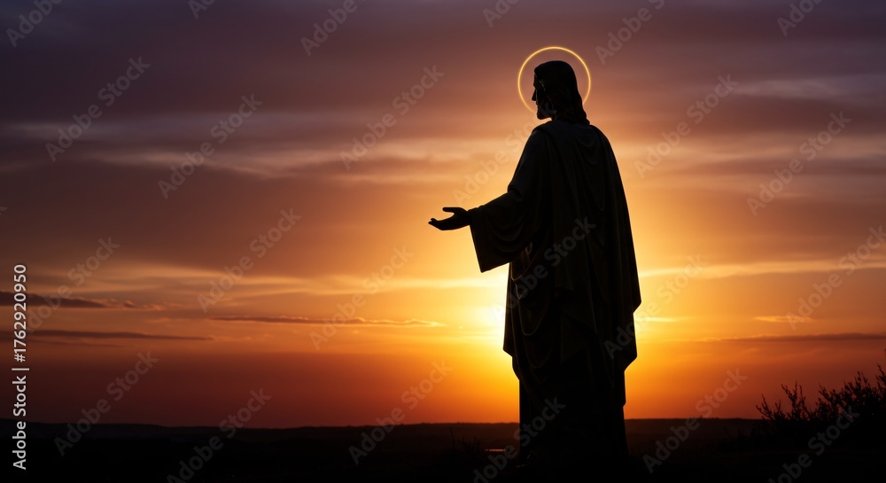 Fototapeta premium Glorious Backlit Image of Jesus with Celestial Glow