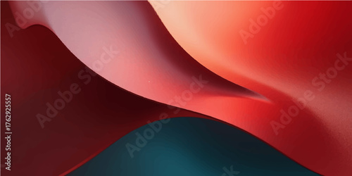 A shiny red abstract business template features a dynamic wave pattern, light curve, and textured circle frame art