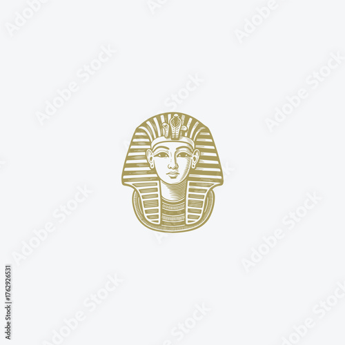 Egyptian woman statue logo vector design template