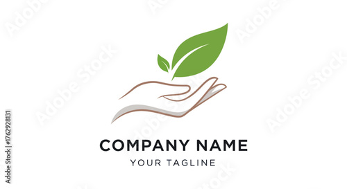 Hand Holding Green Leaves - A Symbol of Nature and Growth.