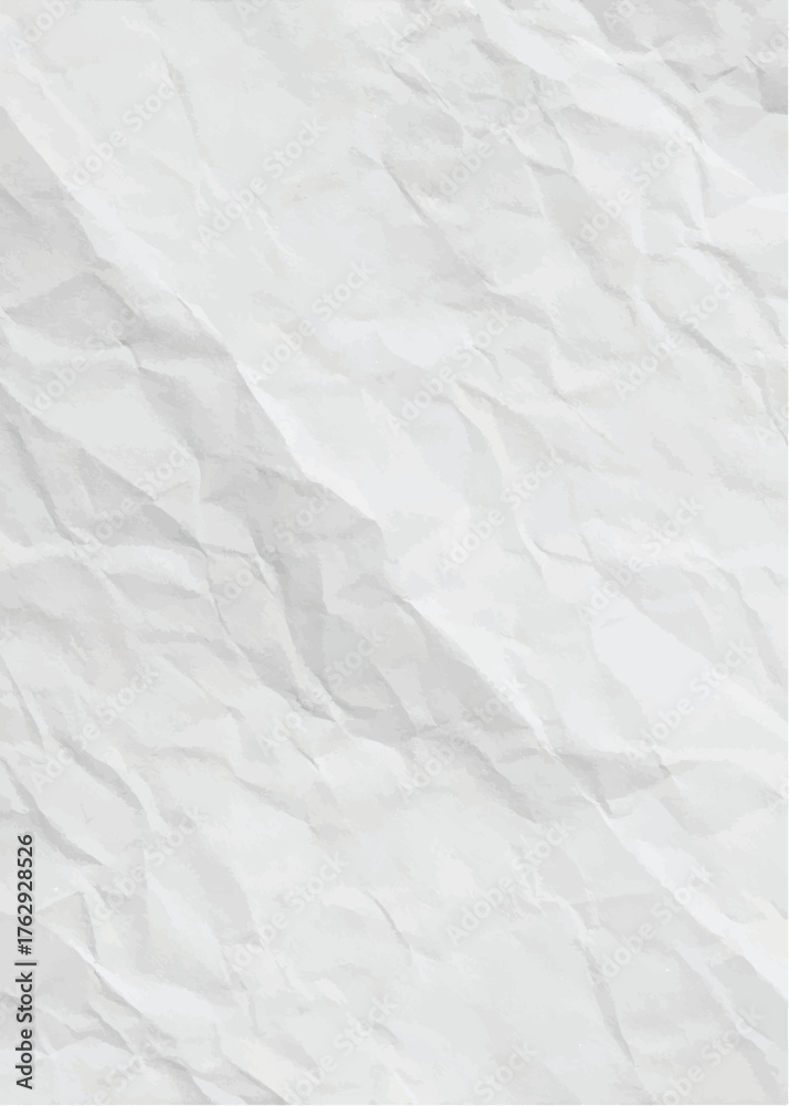 Fototapeta premium White Crumpled Paper Vector Background, Wrinkled and Creased Texture