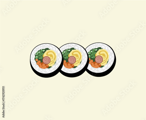 Three Delicious Kimbap Rolls