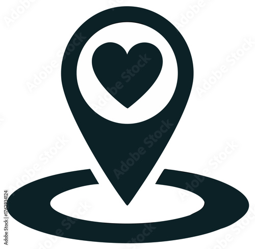 Heart Location Pinpoint Symbol Romantic Meeting Place Locator Icon