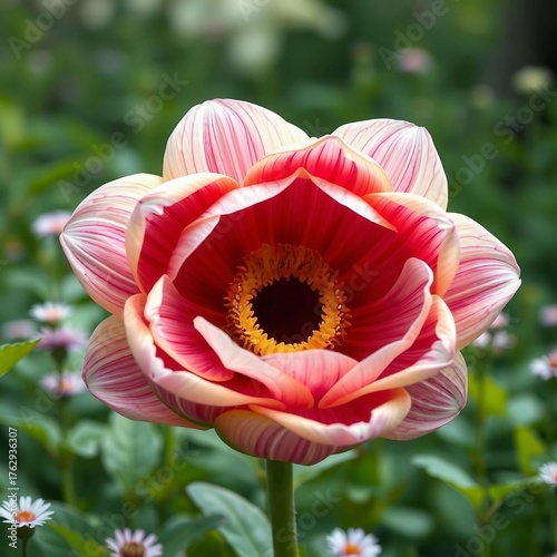 Stunning Close-Up of a Vibrant Pink Lotus Flower Blooming in a Lush Garden