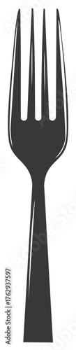 Elegant monochrome fork silhouette illustration for restaurant and dining concepts
