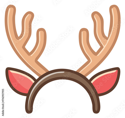 Festive reindeer antlers headband isolated on white background, perfect for a fun holiday celebration