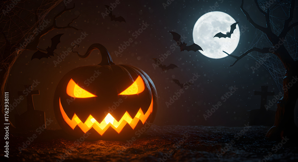 Fototapeta premium Halloween Horror: The Pumpkin Trio