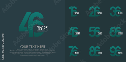 Anniversary logo set vector design, green color for celebration event