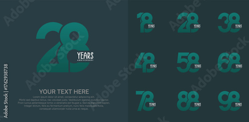 Anniversary logo set vector design, green color for celebration event