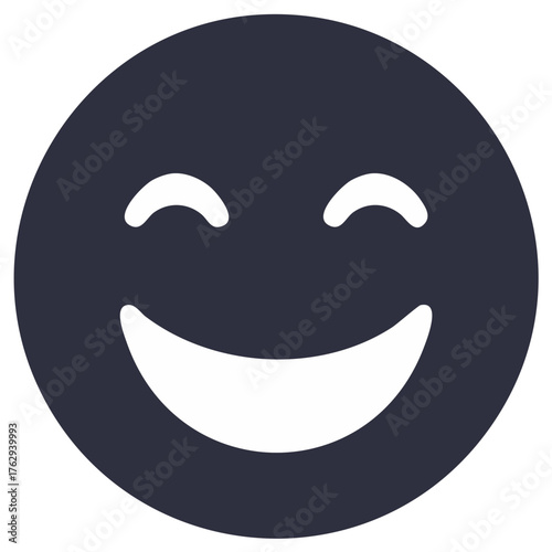 Dark Circle with Happy Smiling Face Icon Illustration