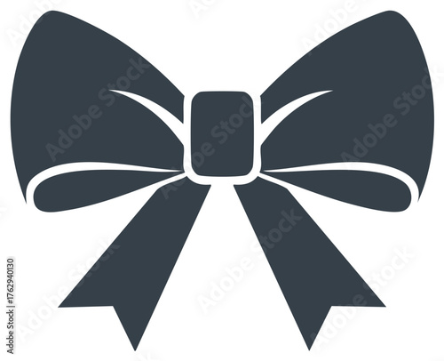 Dark Gray Bow Tie Graphic Symbol for Celebration and Decoration