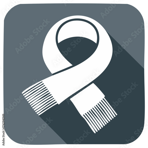 Simple flat icon of a white scarf with fringe details