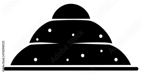 Stacked Layers Food Cake Dessert with Topping Icon Style Flat Graphic Illustration