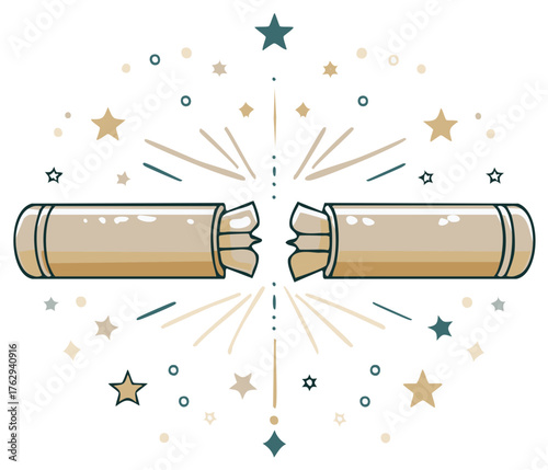 Festive party cracker popping with stars and sparkles celebration event