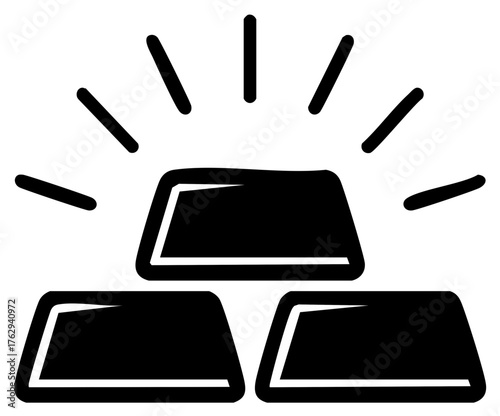 Stack of shining gold bars icon symbolizing wealth success and luxury