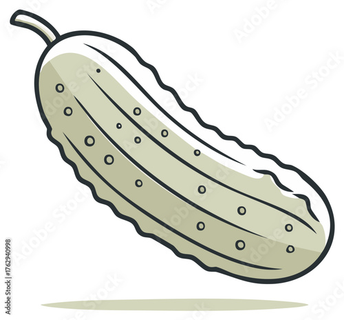 Cartoon Pickle Illustration Dill Pickled Cucumber Vegetable Food Icon Image