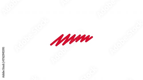 Abstract hand drawn red scribble stroke marker animation on transparent background. 4K video