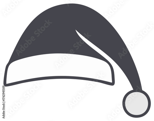 Simple Santa Claus Hat Graphic, Festive Christmas Headwear Illustration, Holiday Season Accessory Design