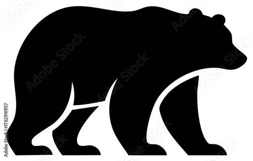 Simple black bear silhouette vector icon for logo or emblem design