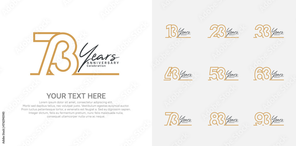Obraz premium Anniversary logo set vector design, brown color for celebration event