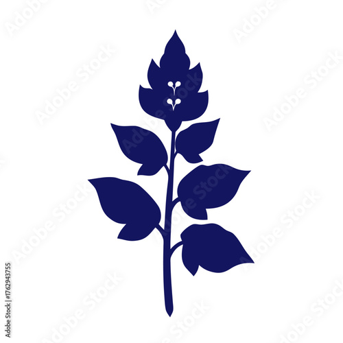  delta blues vitex flower silhouette on white background