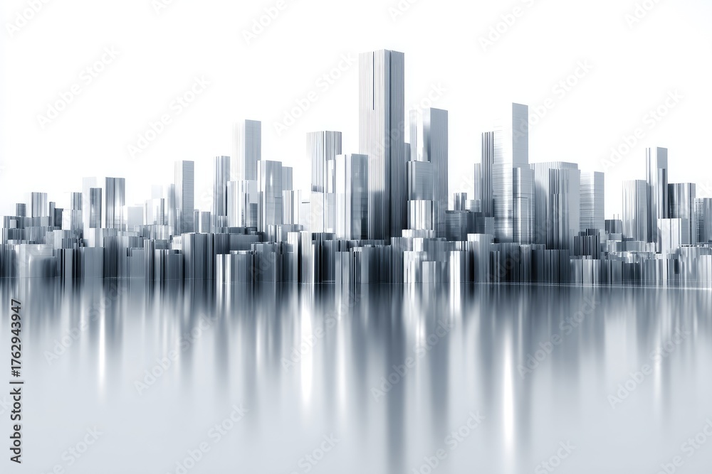 Obraz premium Modern City Skyline Reflection