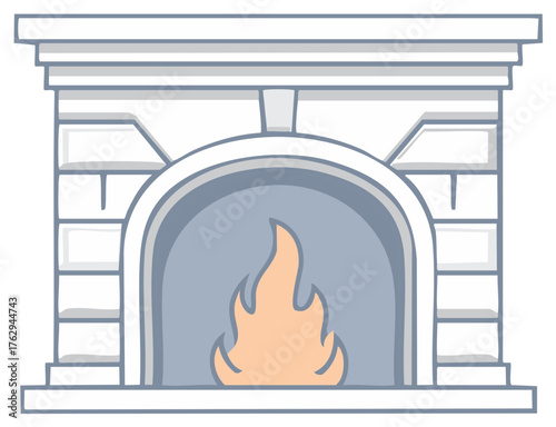 Stone Fireplace with Orange Flames Emitting Warmth Ideal for Home or Indoor Heating