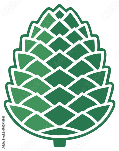 Stylized Green Hop Cone Outline Illustration for Brewing Design or Logo Element