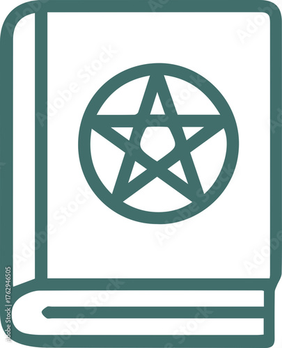 Mystical Grimoire Icon Ancient Lore Symbolism Book with Pentagram Design
