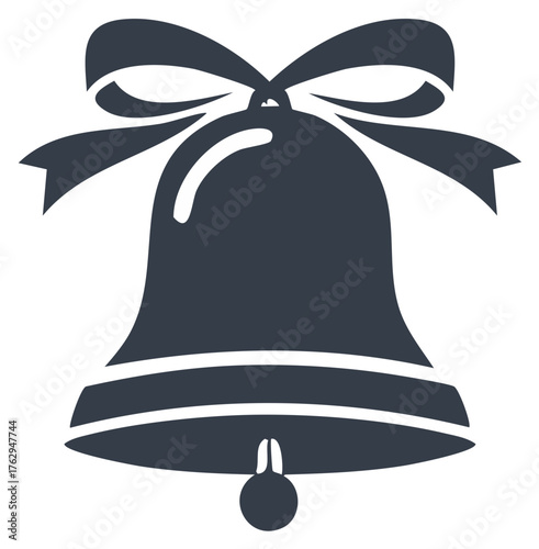 Festive bell illustration featuring decorative bow as classic graphic element
