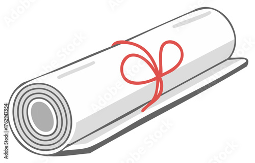 Classic White Rolled Document or Parchment Scroll Tied with Elegant Red Ribbon Bow
