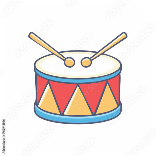 Playful Drum and Drumsticks Illustration Musical Instrument Concept for Children