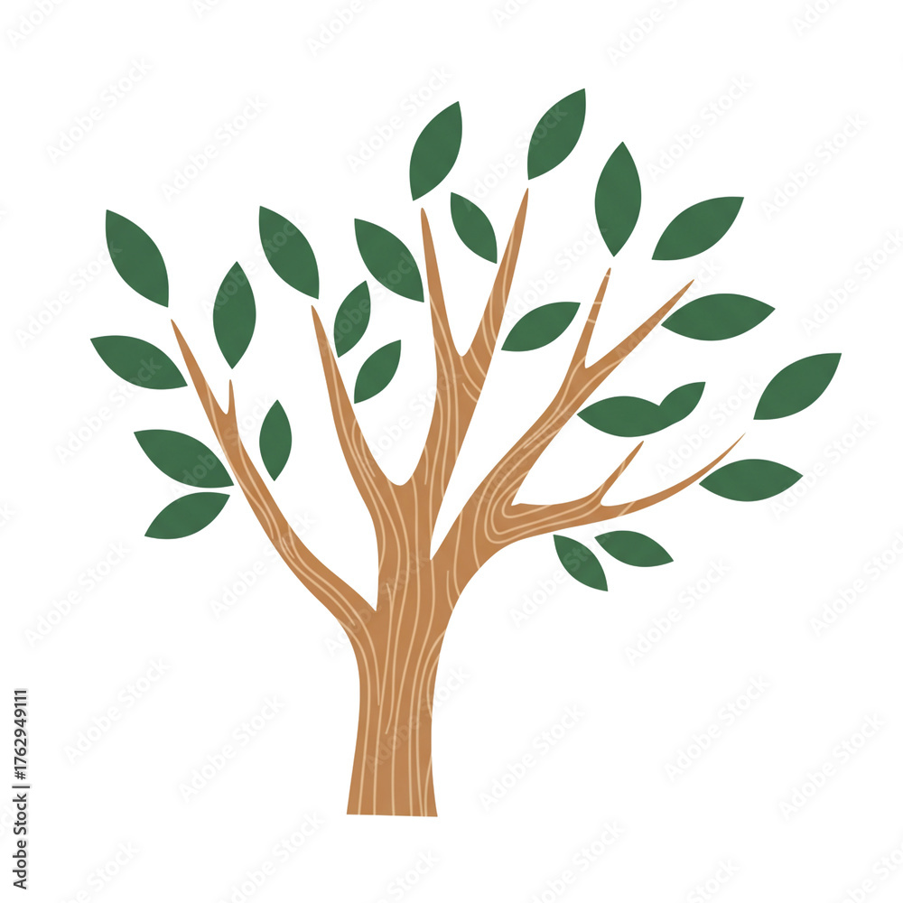 Obraz premium Stylized Tree with Green Leaves