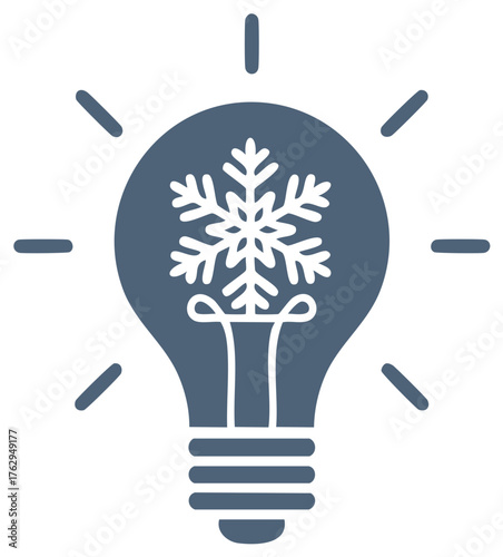 Light bulb with snowflake inside representing winter ideas, cold innovation, and cool concepts