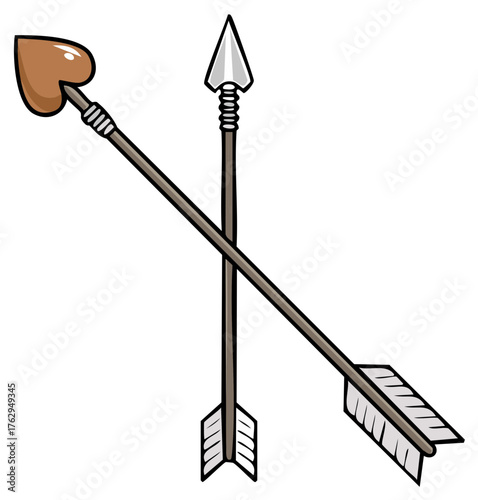 Two Crossed Arrows One Shaped Like a Heart Love Symbol Cupid Archery Weapon