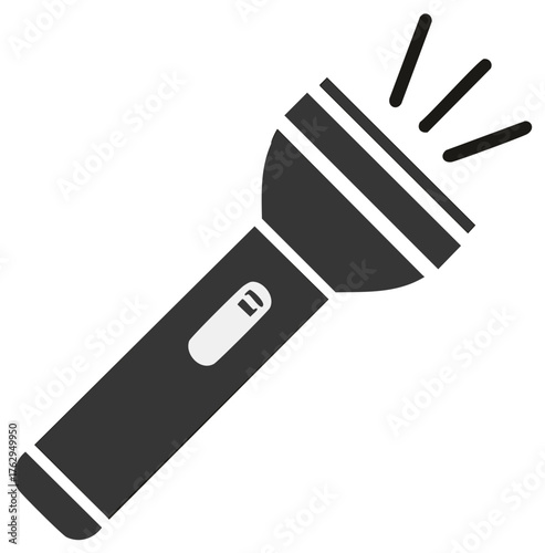 Modern minimalist graphic illustration of a handheld torch providing light in the dark
