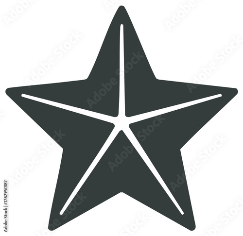 Five Point Star Shape Illustration Gray With White Rays Graphic Object Shape